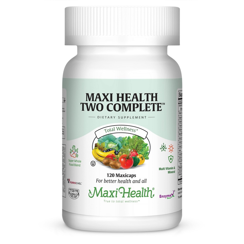 Maxi Health Two Complete - Multivitaminen en mineralen - Volledige Potentie - 120 Capsules - Kosher