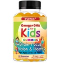 BrightKids Omega + DHA Gummies for Kids & Teen, Kids Focus and Attention Supplements, Focus Gummies for Kid, Memory Gummies, Brain Focus Gummies for Children- (60 Gummies)