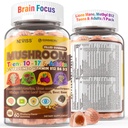 Neviss Teen Vitamin Gummies with 7-in-1 Mushroom for Boys Girls 12-17 Brain Focus, Multivitamin B12 B6 D3 C for Teens & Adults, Kids 10+ Lion's Mane Gummy, Memory & Energy, PS, L-Tyrosine, Sugar Free