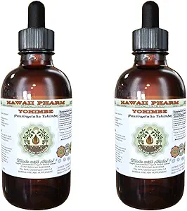 Hawaii Pharm Yohimbe Alcoholvrij Liquid Extract, Yohimbe Liquid (Pausinystalia Yohimbe) Gedroogde Bark Glycerite Natural Herbal Supplement, USA 2x2 fl.oz