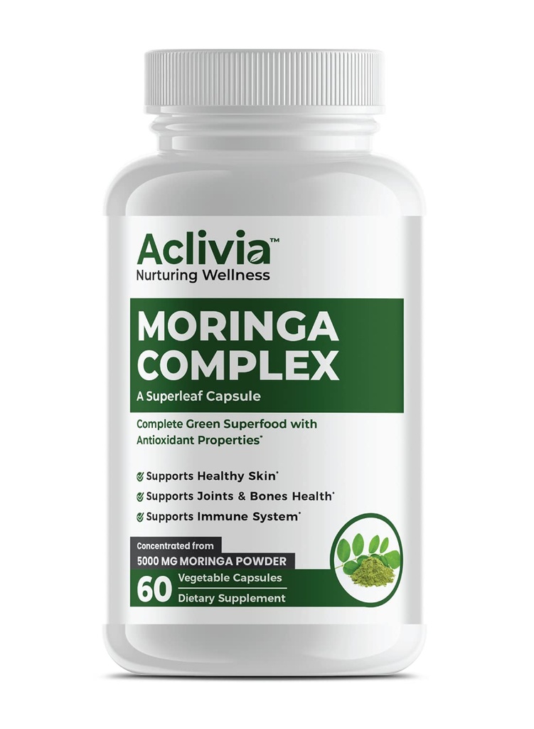 Moringa Complex - Maximale sterkte Moringa Oleifera Leaf & Seed Supplement - Superfood Capsules with Antioxidant Properties - 5000mg - 60 Capsules