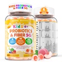 Kids Probiotic + Prebiotic Fiber Gummies 5G, 12 Billion CFU Probiotic & Veggie Fruit Fiber, w/ Organic Inulin, Methyl B12 B6 D3 C, Lutein for Children's Digestive & Gut, Immune Health, Sugar Free,60Ct