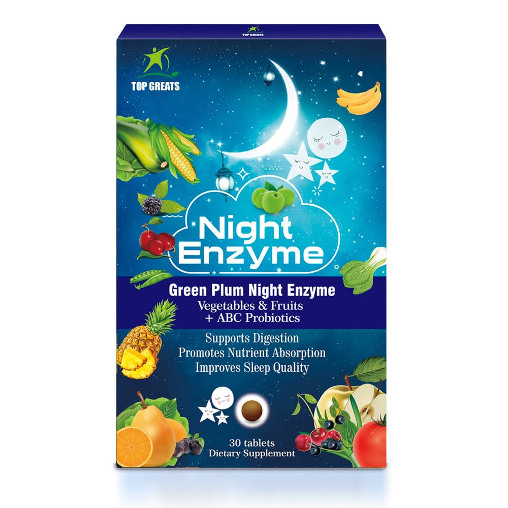 Night Enzyme, Dagelijkse Multi Digestieve Enzymen, Groene Plum Fruit en Groenten met Probiotica, Relief Bloating, Betere Slaapkwaliteit, voor Mannen en Vrouwen, Promote Digestieve Gezondheid- 90 Tablets