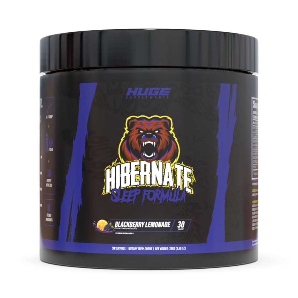 Hibernate Sleep Supplement, Complete & Optimally Dosed Sleep Recovery Formula, Relax & Unwind, Includes GABA, Valerian Root, Melatonin, 5-HTP & More (30 Servings) (BlackBerry Lemonade)