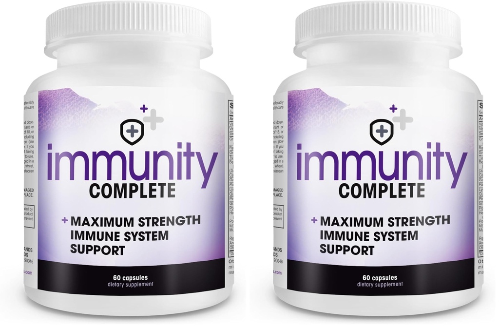 Instant Brands Immunity Complete - 20-in-1 Immune System Booster Formula with Cat's Claw, Quercetin, Vitamin C, and Olive Leaf Extract 60ct (Pack of 2)