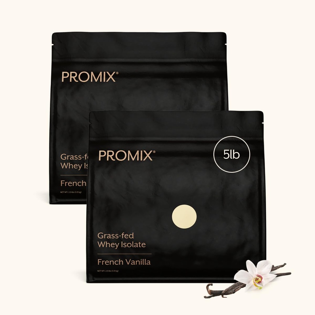 ProMix Nutrition Whey Protein Isolaatpoeder - Grass-Fed - Post Workout Fitness & Nutrition Shakes, Smoothies, Bakken & Cooking Recepten - Glutenvrij & Keto-Friendly - Vanille - 5 Pond (pakket van 2)