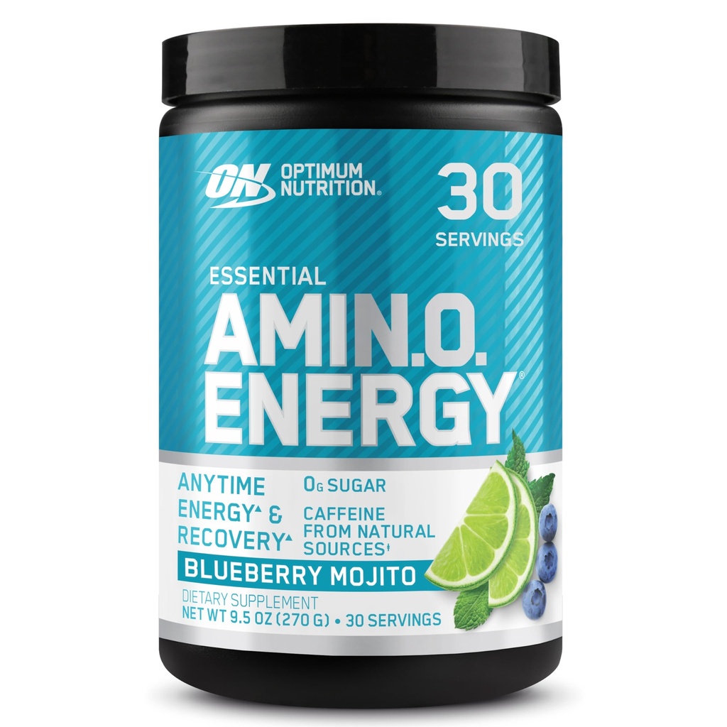 Optimale voeding Amino Energy - Pre-workout met groene thee, BCAA, Aminozuren, Keto vriendelijk, Green Coffee Extract, Energiepoeder - Blueberry Mojito, 30 porties (Verpakking mei Vary)