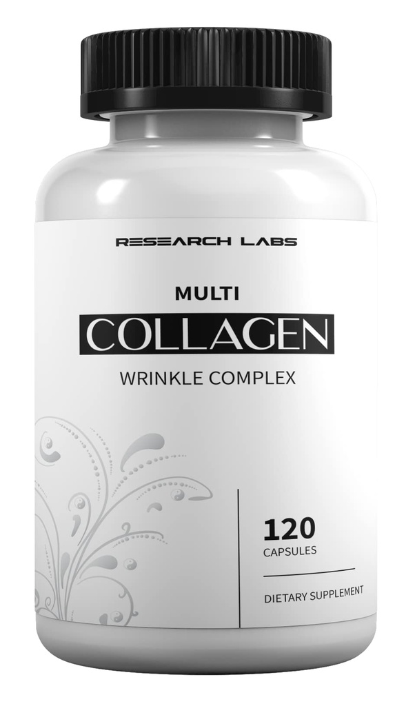 Research Labs Promo 120 Collageen Pillen - 6000 mg. Grass Fed anti-Aging ondersteuning voor huid, gewrichten, tendons, botten, haar en nagels. Paleo Friendly. Collageen Peptides Poeder Supplement
