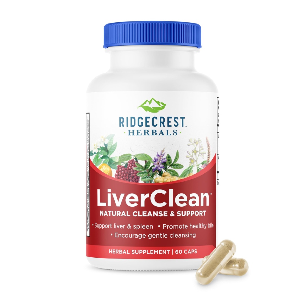 Ridgecrest Kruiden LeverClean, Herbal Lever Ondersteuning Supplement, Gezegende Thistle, Dandelion, Detox, Reiniging Ondersteuning, Gezonde Bile (60 Caps, 30 Serv)