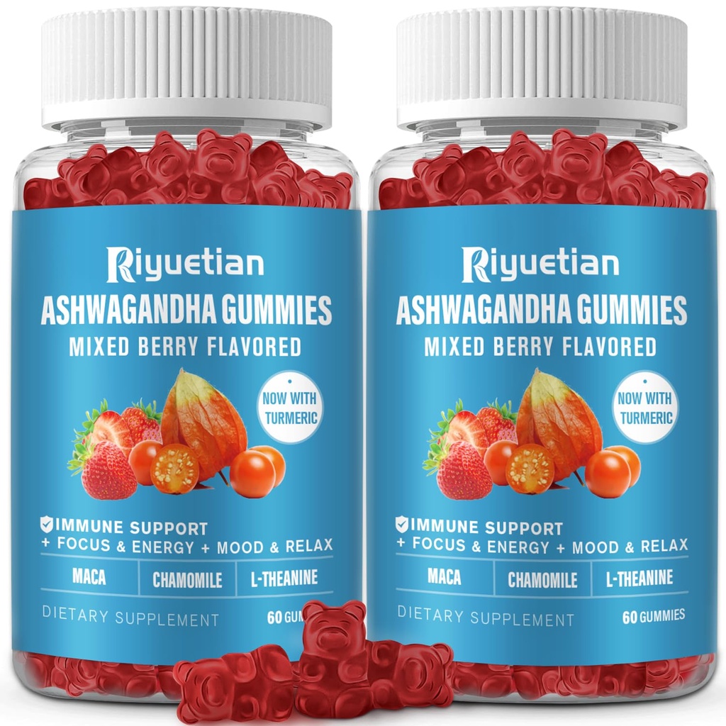 Ashwagandha Gummies for Women & Men - Immune Support & Increase Energy - Ashwagandha Supplements for Men & Women - Natural Strawberry Flavor (120 Count)