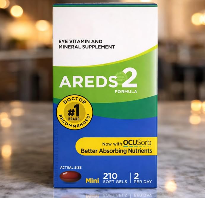 AREDS 2 Eye Vitamin 210 Soft Gels - Lutein and Zeaxanthin Supplement with Vitamin C, Vitamin E,Zinc, and Copper