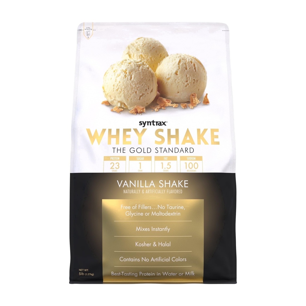 Syntrax Whey Shake, Vanilla Shake, 5 lbs. Undenatured Whey Protein Blend, with Real Vanilla Bean Specks