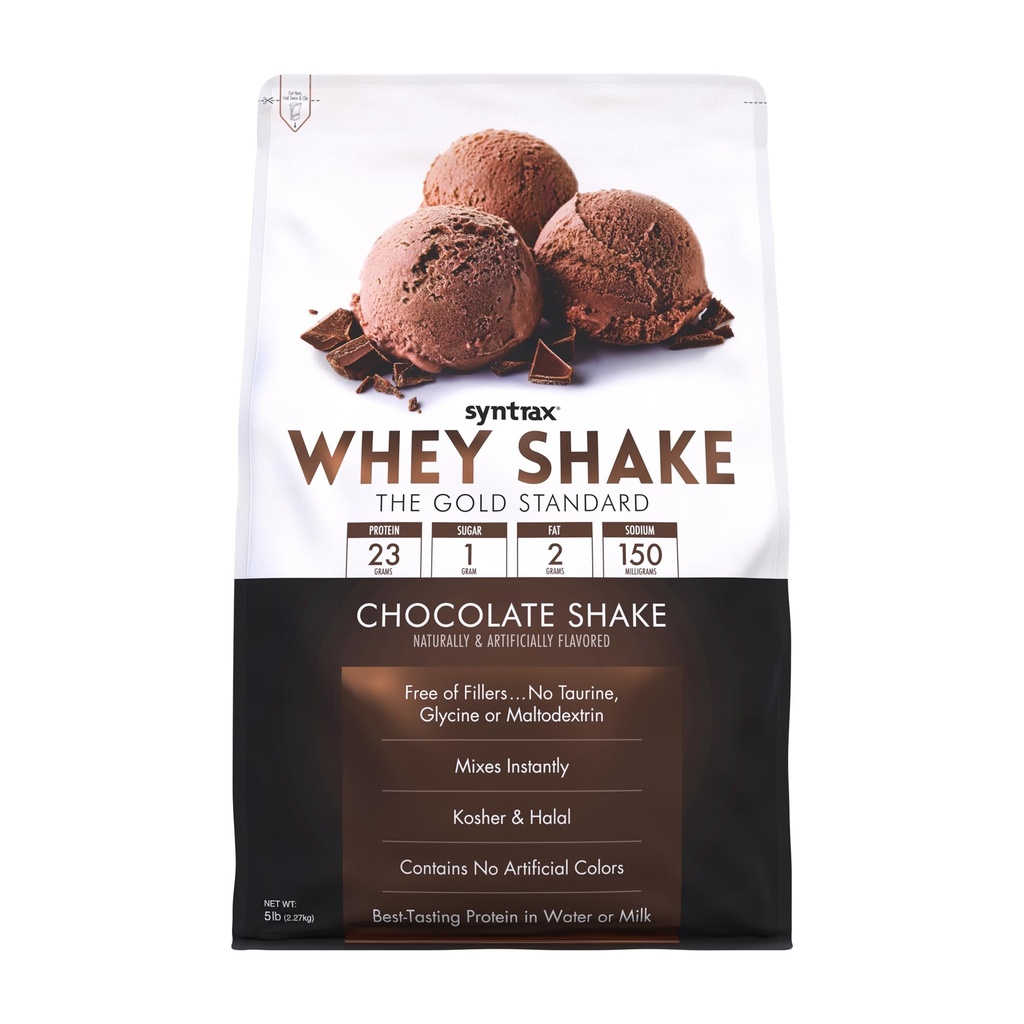 Syntrax Whey Shake Protein Powder, Chocolate Shake, 5 lb. Undenatured Whey Blend