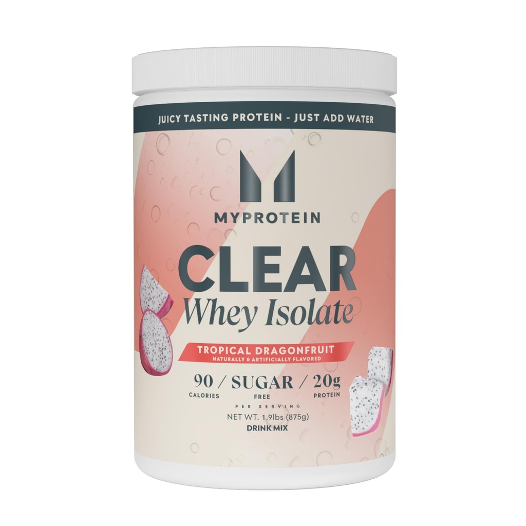 Myprotein Clear Whey Isolate Protein Powder, 35 Servings (1.9lbs) Tropical Dragonfruit, 20g Protein per Serving, Naturally Flavored Drink Mix, Daily Protein Intake for Superior Performance