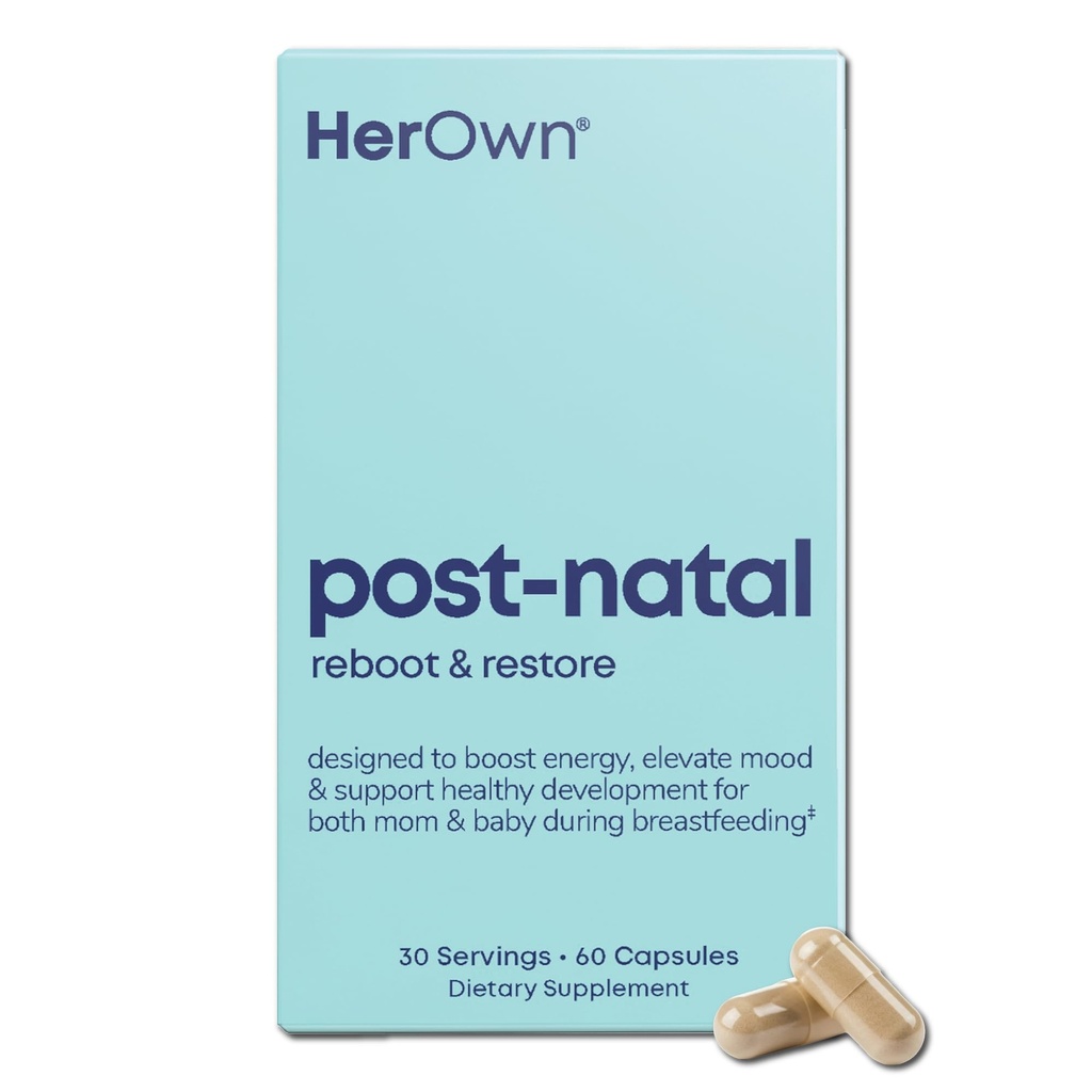 Her Own Post-Natal Vitamins - Boosts Hair Recovery, Milk Supply, & Wellness – B Vitamins, Postpartum Recovery Essentials, Daily Supplement for Breastfeeding Moms, Easy-to-Swallow, 60 Capsules