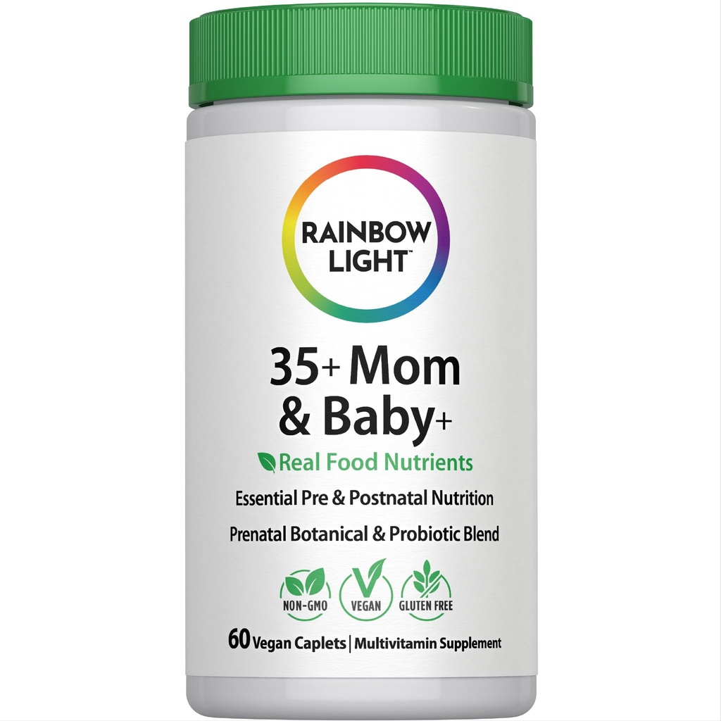 Rainbow Light 35+ Mom & Baby + Multivitamin | 60 Caplets | Prenatal and Postnatal Nutrition | Real Food Nutrients, Digestive Enzymes & Probiotics | Essential Vitamins and Minerals for Women