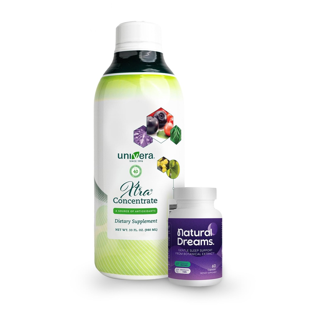 Univera Revitalize & Rest Combo Pack for Enhanced Wellness, Natural Energy for Day, Diep slapen in de nacht met Xtra Concentrate & Natural Dreams