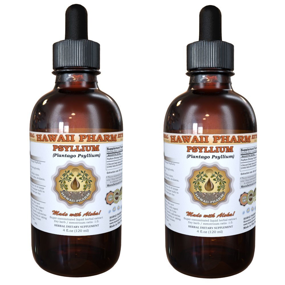 HawaiiPharm Psyllium Liquid Extract, Psyllium (Plantago Psyllium) Tincture, Herbal Supplement, Made in USA, 2x4 fl.oz