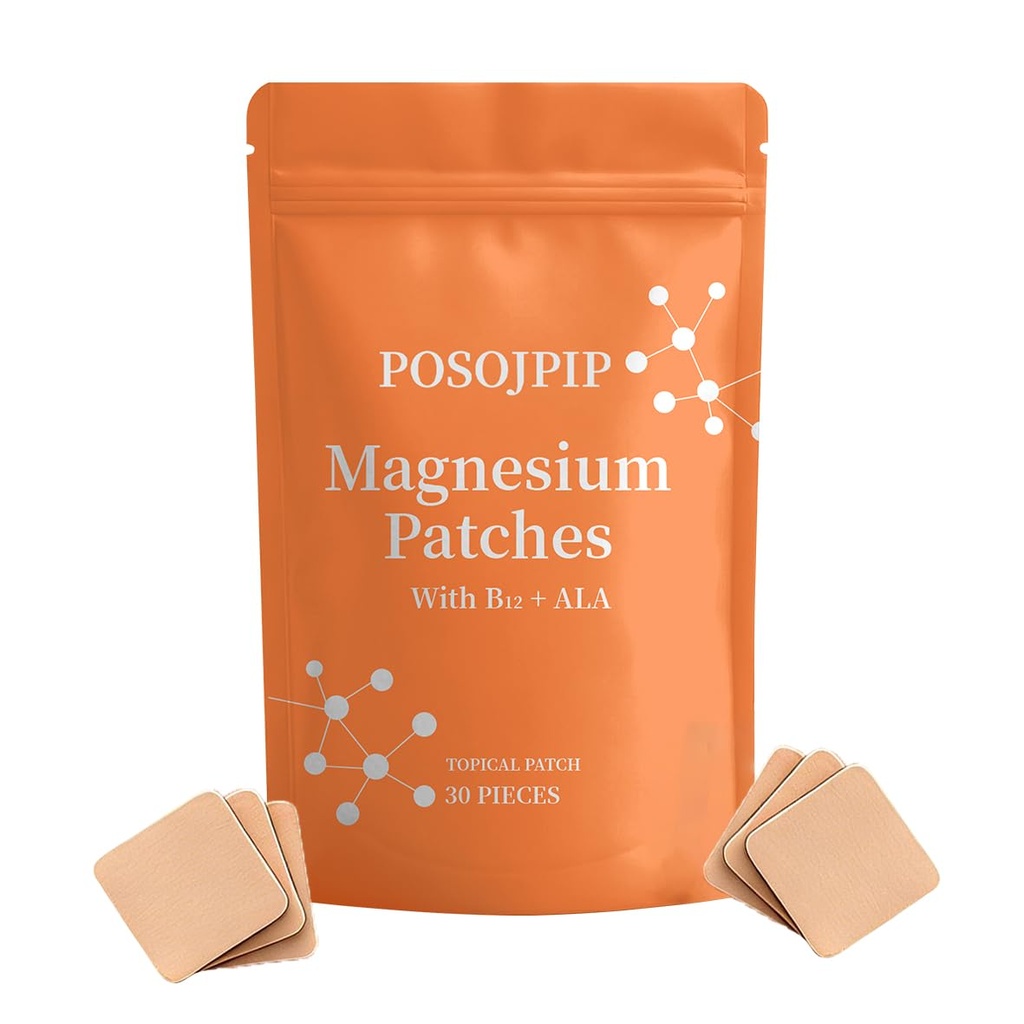 Magnesium Patches, Magnesium Patch, with Magnesium Chloride, Vitamin B12, Folic Acid & Alpha-Lipoic Acid, 30 Patches