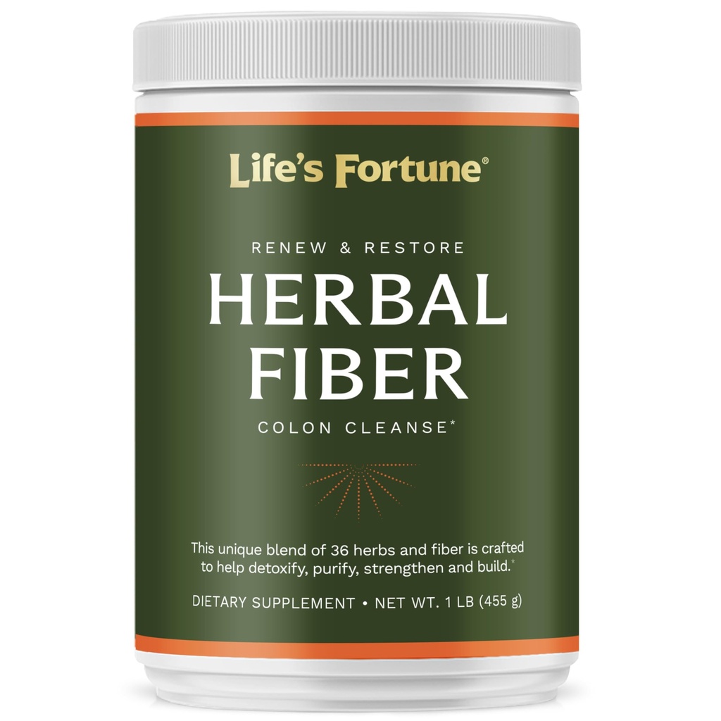 Life’s Fortune Herbal Fiber Colon Cleanse Powder – Natural Digestive Detox & Gut Cleanse, 36 Herb Blend with Apple Fiber and Psyllium Husk for Digestive Health & Regularity, 1 lb