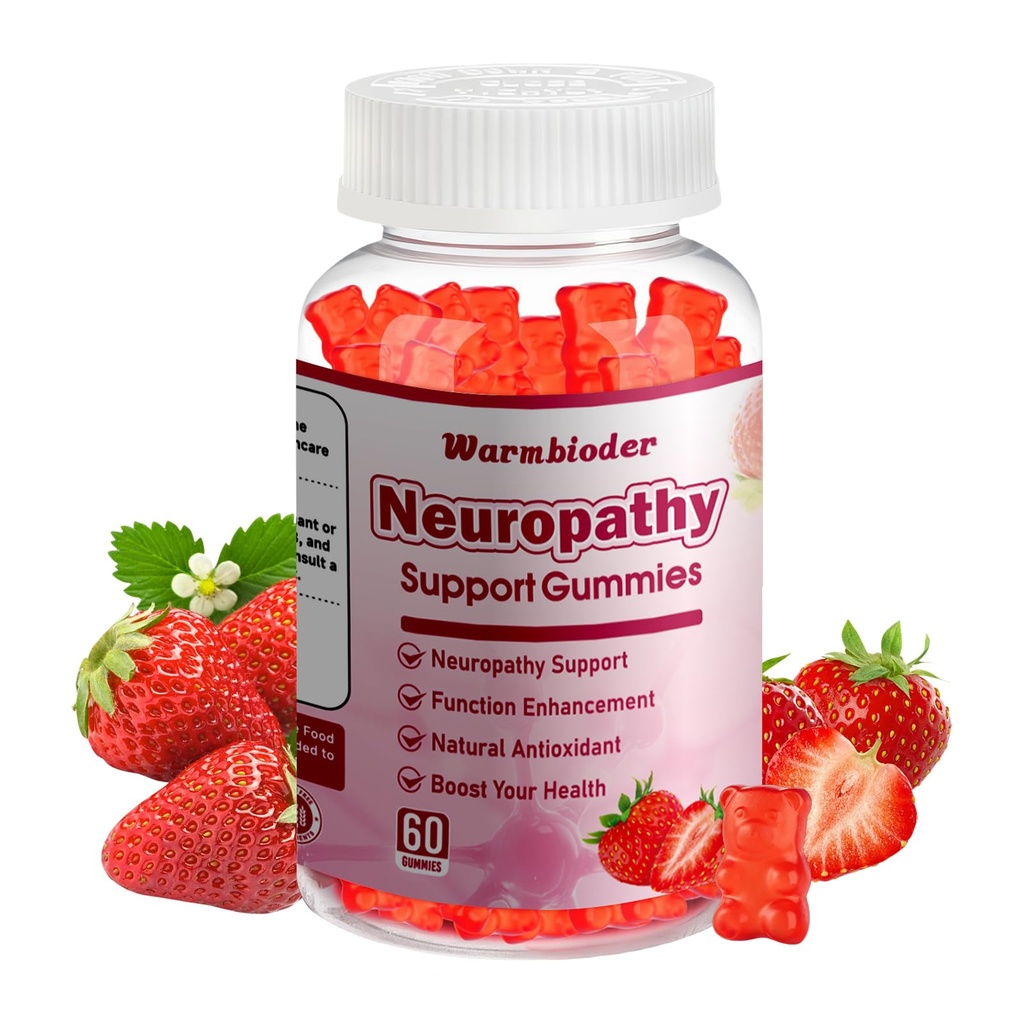 Sugar Free Neuropathy Support Gummies for Nerve – Enhanced Nerve Health, Regeneration, Cognitive Support with Vitamin B1, B6, B12, Magnesium, ALA, Turmeric, CoQ10 & More