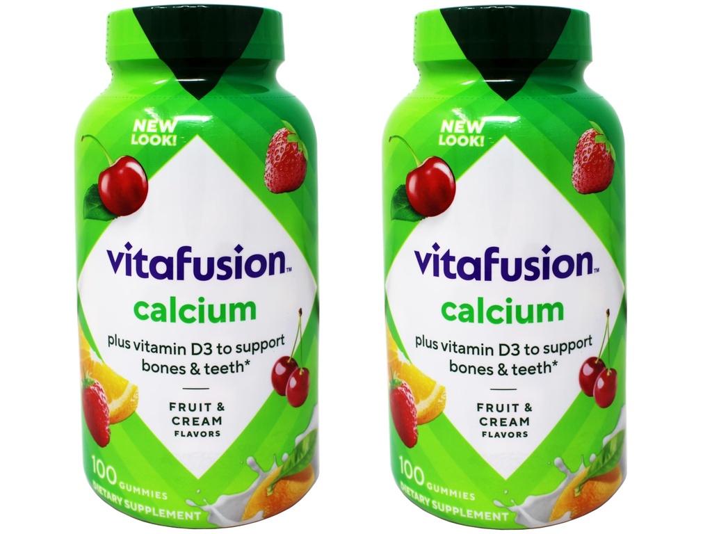 Vitafusion Gummies Calcium with Vitamin D3, 100 Count, Pack of 2