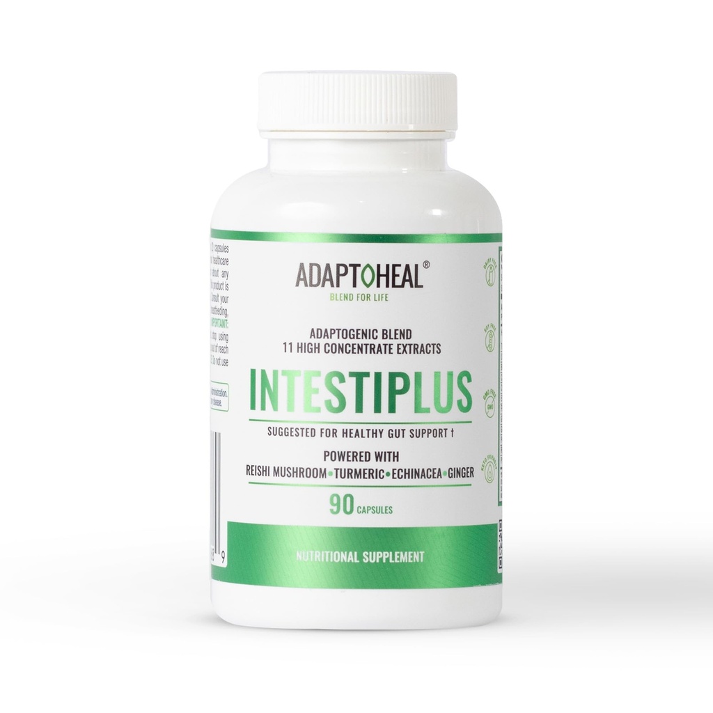ADAPTOHEAL Intestinal Support, Adaptogenic Blend with Turmeric, Reishi, Echinacea and Ginger - Intestiplus, Formulated for Digestive Support and Intestinal Care (90 Capsules)