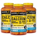 MASON NATURAL Calcium 600 mg with Vitamin D3, 300 Day Supply, Supports Healthy Bones & Normal Muscle Function, Coffee Mocha Flavor, 100 Chewables (Pack of 3)