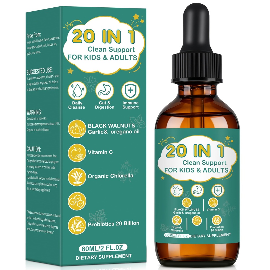 Kids Parasite Cleanse Liquid Drops – Herbal Intestinal Support for Children＆Adults, Digestive & Gut Balance Supplement, Easy-to-Take Liquid Formula, 30 Servings