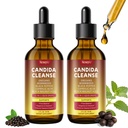 Candida Cleanse & Parasite Cleanse Detox | Black Pepper-Boosted Triple-Targeting Formula with Caprylic Acid, Oregano, Black Walnut | Gut Health, Immune Support 2 Fl Oz (Pack of 2)