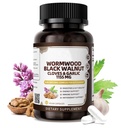 16-in-1 Black Walnut Wormwood Capsules, 30 Day Supply, 1155mg Serving, Rapid Gut Cleanse & Digestive Health with Clove Garlic Turmeric, Liposomal Delivery 98% Absorption, Vegan Gluten-Free