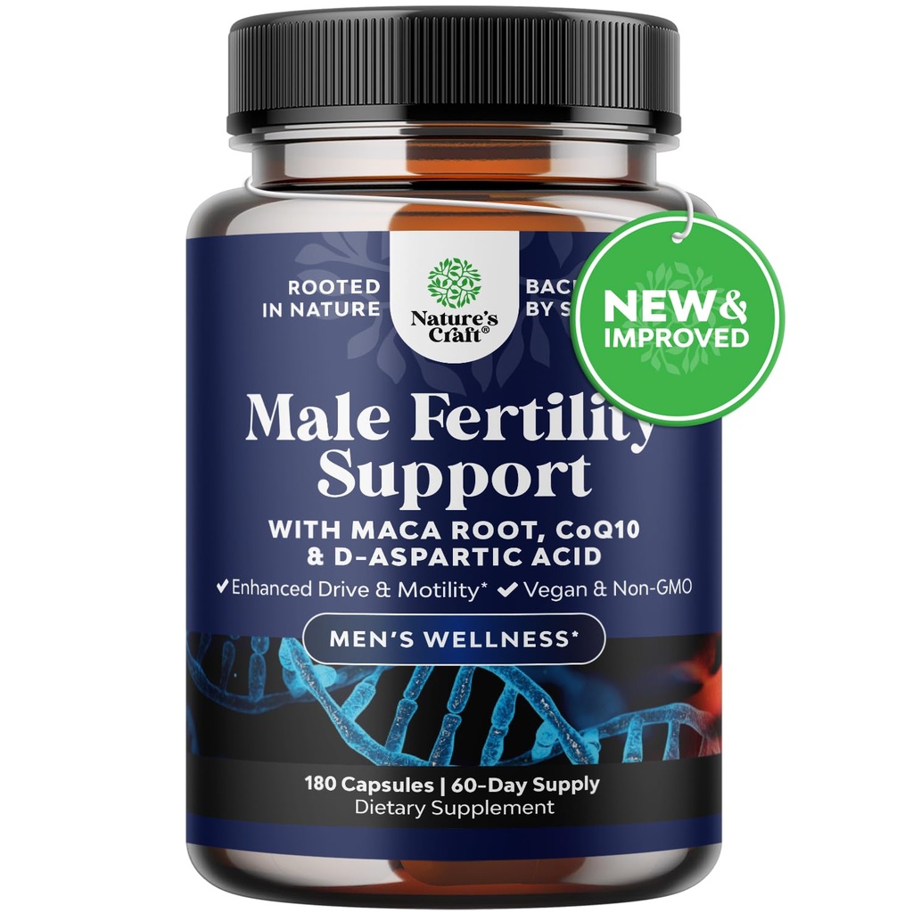 Pre Conceive Male Reproductive Supplement - Reproductive Cells Health with CoQ10, Maca Root, Methyl Folate & D-Aspartic Acid - Heren Conceive Cells Count Support - Ondersteuning voor Hem, 180 Tellen