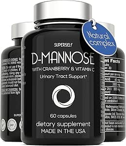 D-Mannose 1000mg Capsules - D Mannose met Cranberry Extract en Vitamine C - 60 Capsules 500mg Hoge sterkte - Urinetrak Gezondheid voor vrouwen en mannen - Vegan & non-GMO - Snelwerkende natuurlijke UTI ondersteuning