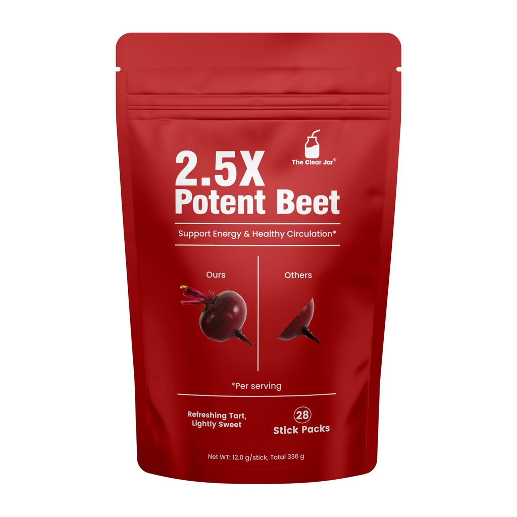 2.5X Potent Beet Root Powder Supplement – Organic Beetroot Extract for Natural Energy, Circulation & Healthy Blood Pressure Support – Pre-Workout Superfood Stick Packs, Refreshing Berry Flavor