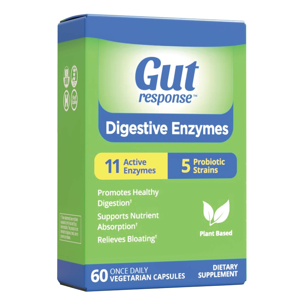 Digestieve enzymen, Digestieve Ondersteuning, Relives Bloating, 5 Probiotische Strains, 11 Actieve Enzymen, 60 Capsules