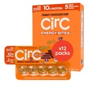 CirC Energy Bites - 12 Pack Peanut Chocolate Chip Gluten Free Protein Balls - 10g Protein, Whole Grains, Nuts & Fruit - Portable Healthy Snacks for Adults & Kids, 5 Piece Resealable Packs