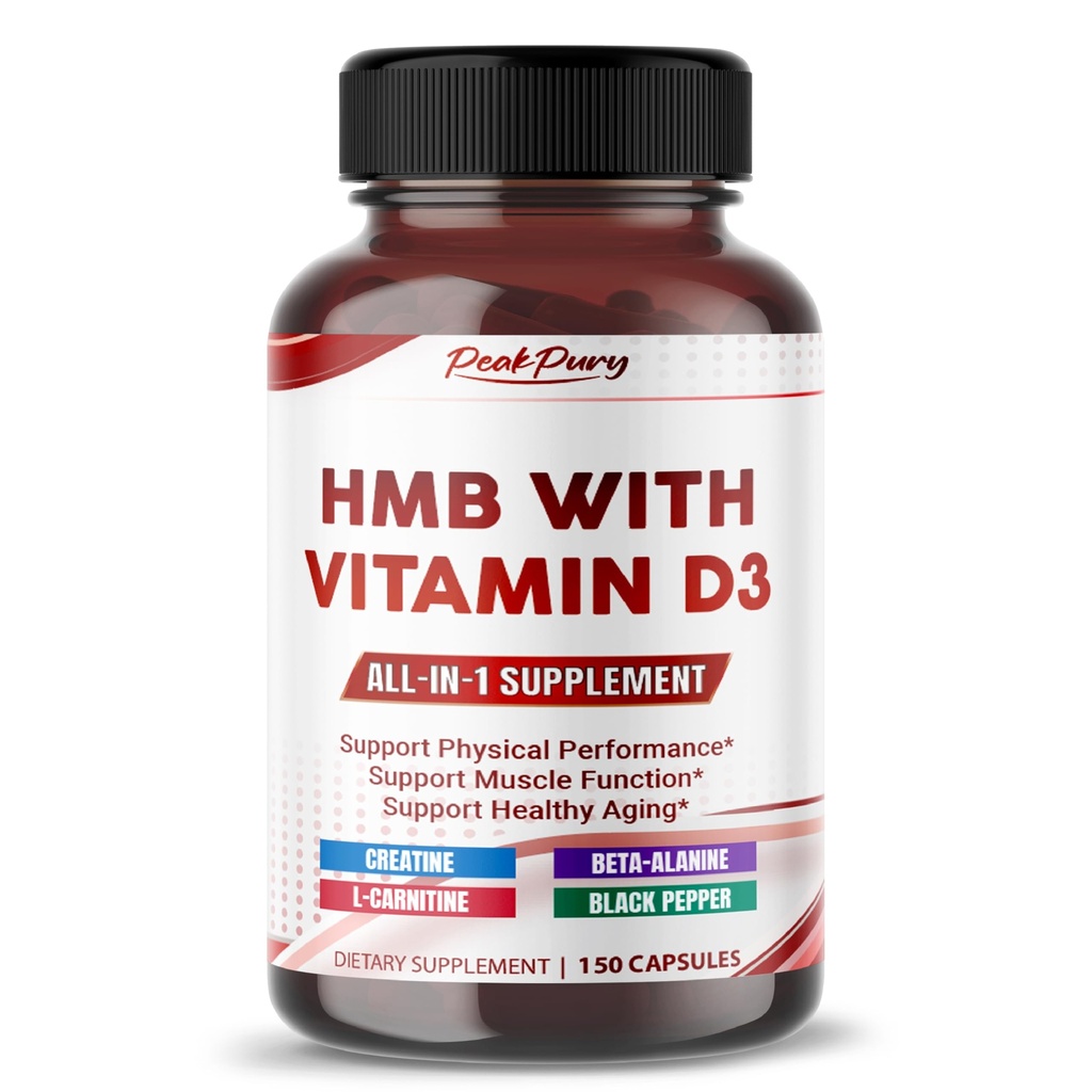 Ultra HMB with Vitamin D3 6000 IU -Supports Muscle Recovery, Bone Health & Healthy Aging - Includes Creatine, Beta-Alanine, L-Carnitine - 150 Capsules