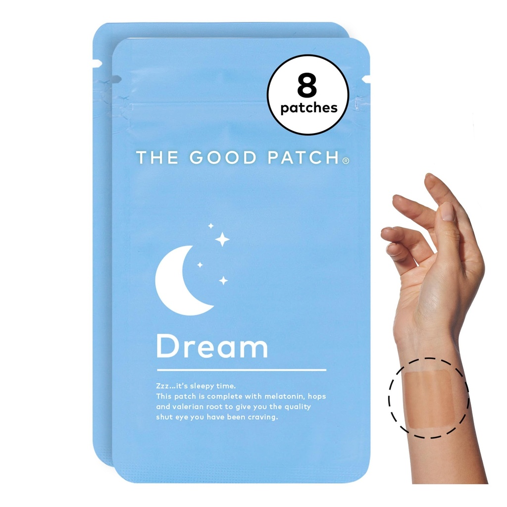 The Good Patch Dream Patch - Sleep Patches with Melatonin, Hops, Valerian Root - Sustained Release (8 Total Patches)