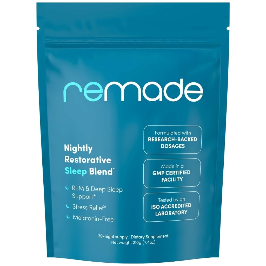 Remade Natural Sleep Aid Without Melatonin - Ashwagandha, L Theanine, Apigenin, Glycine