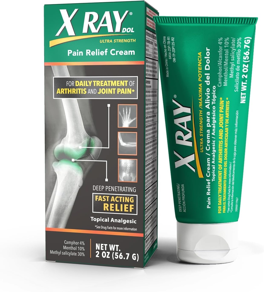 X Ray Dol Topische Artritis Pijn Reliëver Cream, voor dagelijkse gewrichts- & spierpijn, volledige voorschrijven kracht, snelle werking verlichting, 2 Ounces