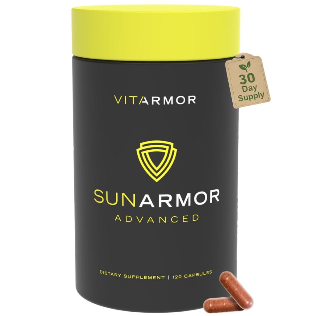 Polypodium Leucotomos 240mg with Nicotinamide, Antioxidant Rich Skin Care Supplement, Fights the Signs of Photoaging, Dermatologist Developed, 120 Capsules, SunArmor Advanced