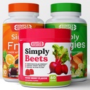 Simpelweg Nature's Pledge - Fruit en plantaardige supplementen - 90 Veggie en 90 Fruit Capsules - Beet Gummy - 60 Tellen -Combo - 30 Dagen levering van elke
