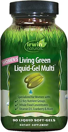 Irwin Naturals Women's Living Green Liquid-Gel Multi - 90 Liquid Softgels - Includes 70 Essential Nutrients, Vitamins & Minerals