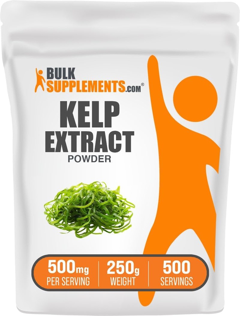 BulkSupplements.com Kelp Extract Powder - Kelp Supplement, Bruin Zeewier Extract, Zeewier Poeder - Glutenvrij, 500mg per portie, 250g (8.8 oz) (verpakking van 1)