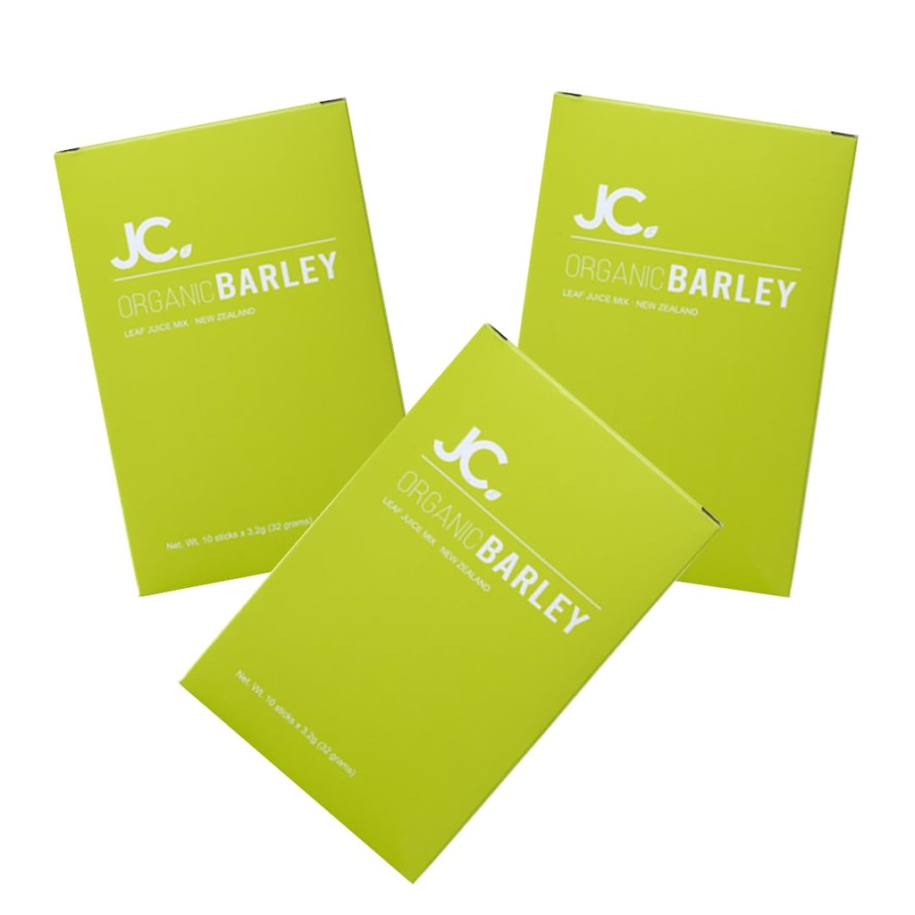 JC Barley Grass Juice Powder Organic Barley Leaf Juice Drink Mix Sweetened with Stevia -Organic Barley Grass Powder Harvested Fresh from New Zealand (3 Box)