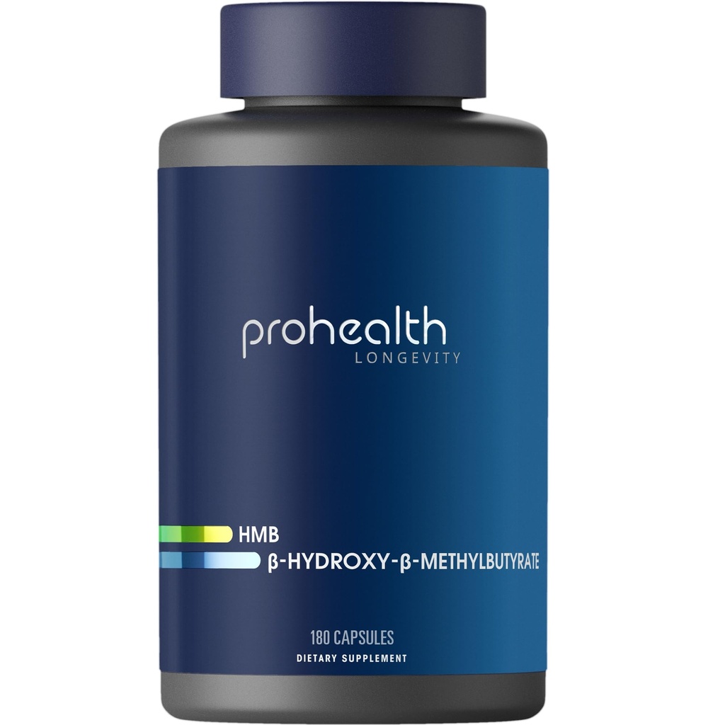 ProHealth HMB Supplement for Men & Women (Calcium β-Hydroxy- β-Methylbutyrate Monohydrate) 180 Capsules, Calcium HMB Supplements for Muscle Defense, Strength & Recovery