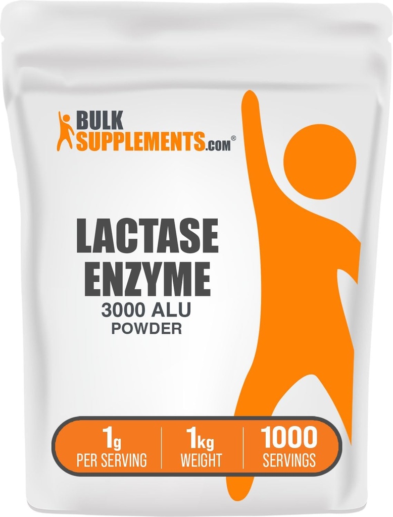 BulkSupplements.com Lactase Enzyme (3000 ALU) Poeder - Lactase Enzyme Supplement, Digestieve ondersteuning - Glutenvrij, 1g per portie, 1kg (2,2 lbs) (verpakking van 1)