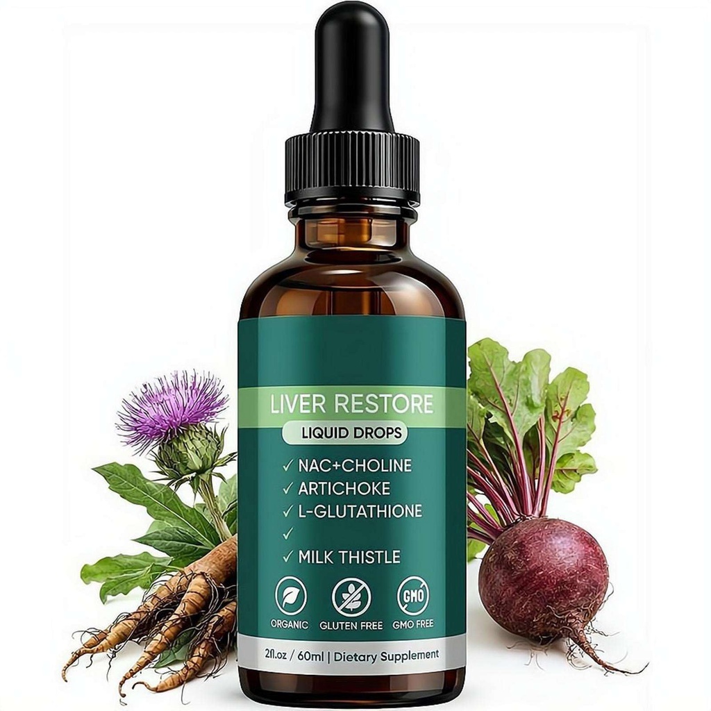 Wmool Purelia Liver Restore Drops – Complete Liver Detox Support Supplement with Milk Thistle, Dandelio n & L-Glutathione for Liver Cleanse & Digestion Aid Health, 2 Fl Oz
