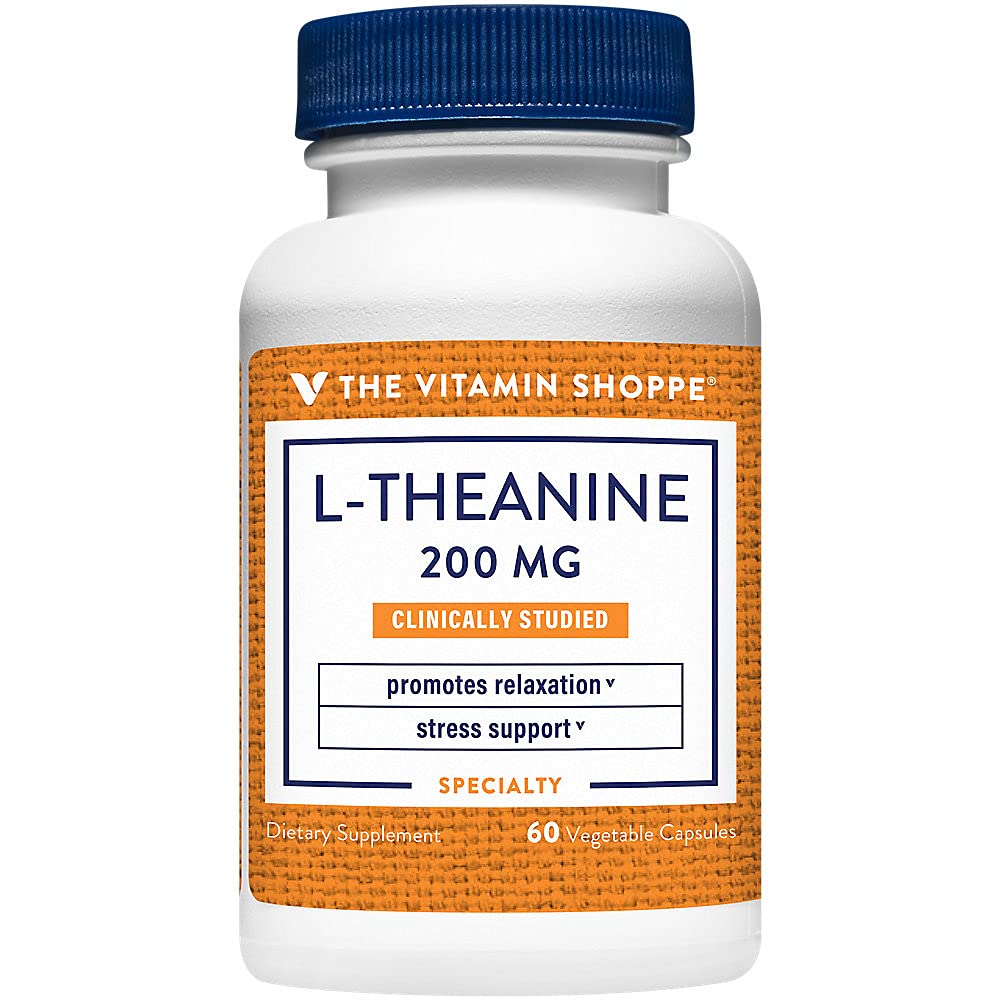 The Vitamin Shoppe L-Theanine 200MG - Calm Focus, Stress Support & Relaxation, Amino Acid from Green Tea (60 Capsules)