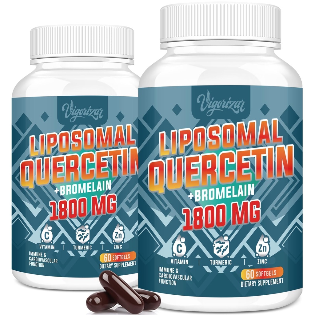 Liposomale quercetine Phytosome, quercetine met bromelaïne, zink en vitamine C, bioactive fhytosome complex, 20X hogere absorptie - 120 softgels